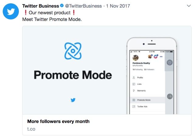 Twitter Promote Mode Ad